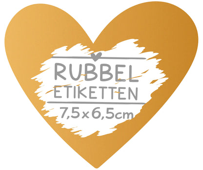 Rubbelaufkleber Herz gold Rubbeletiketten zum Aufkleben