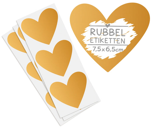Rubbelaufkleber Herz gold Rubbeletiketten zum Aufkleben Scratch Off Sticker