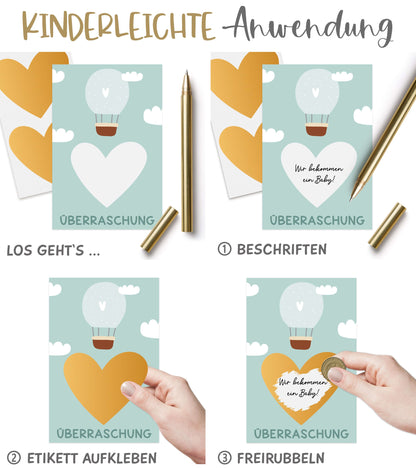 Rubbelaufkleber Herz gold Anwendungsbeispiel