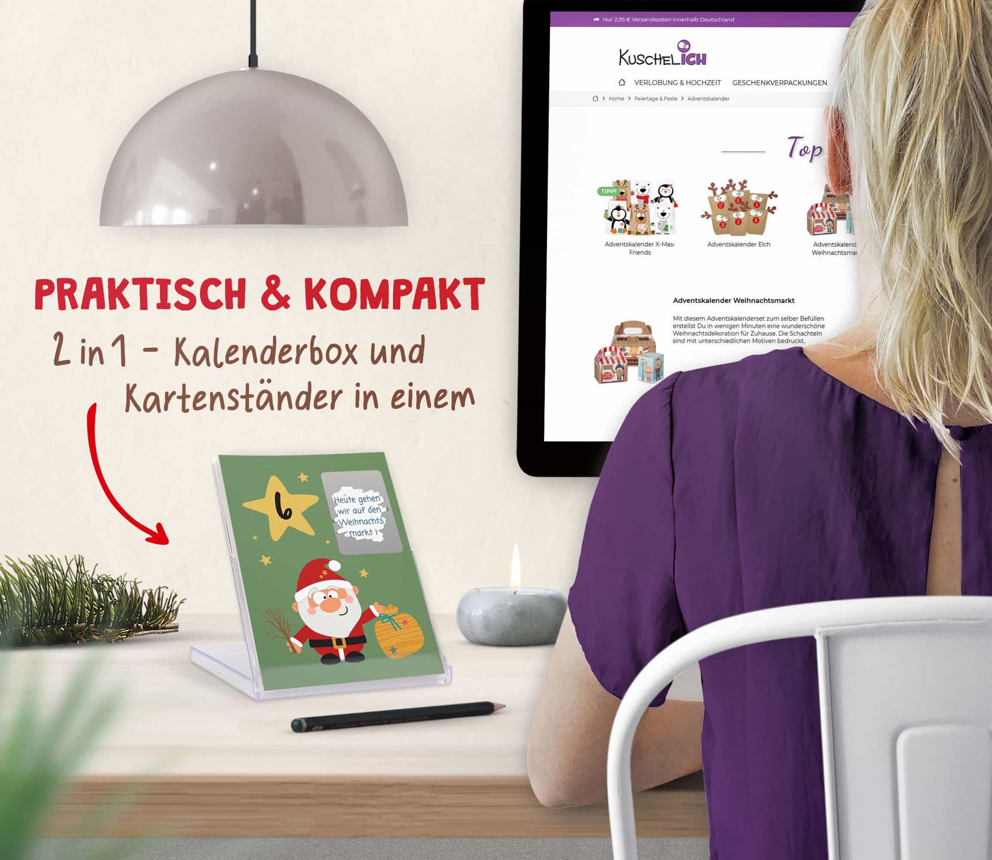Rubbeladventskalender auf Schreibtisch