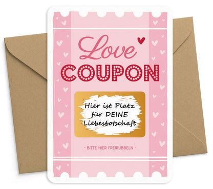 Rubbelkarte zum selber beschriften Gutschein Love Coupon